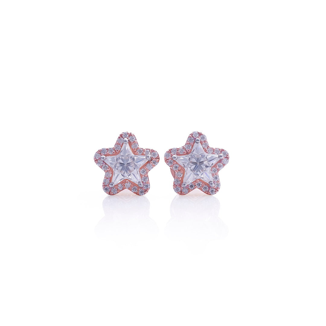 Rose Gold Star-Shaped Diamond Stud Earrings