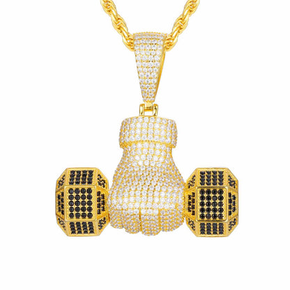 Pendant with Iced-Out Dumbbells-Moissanite Diamond