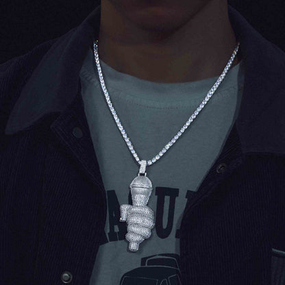 Pendant for Singer Microphone with Moissanite Diamond