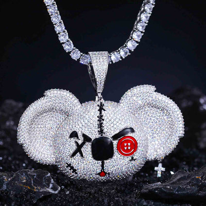 Big Ears Koala Cartoon Animal Pendant with Moissanite Diamond