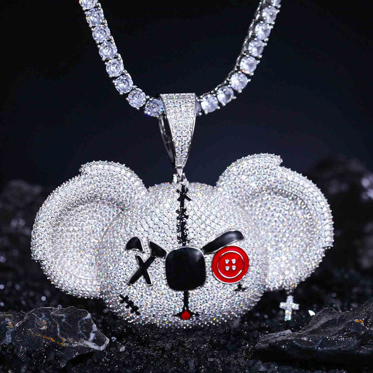 Big Ears Koala Cartoon Animal Pendant with Moissanite Diamond