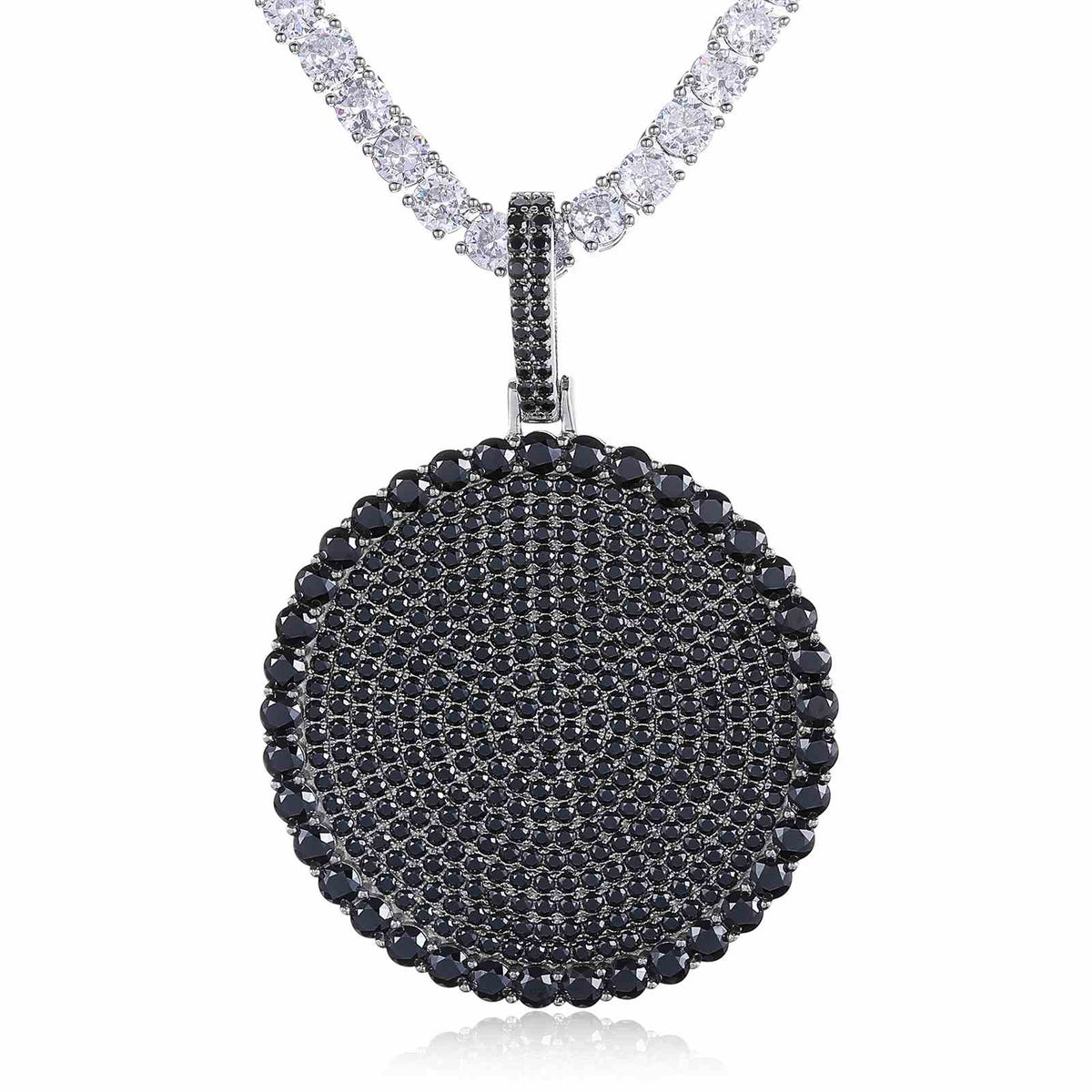 Disc Coin Tag Pendant with Moissanite Diamond Diamlux Fine Jewelry