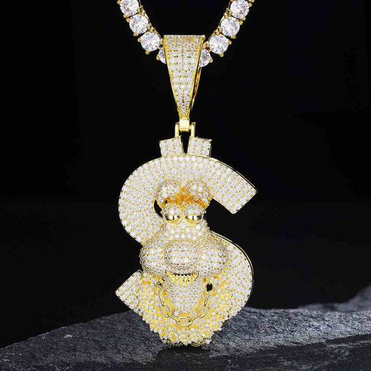 Pendant with a Cartoon Letter 'S' with Moissanite Diamond