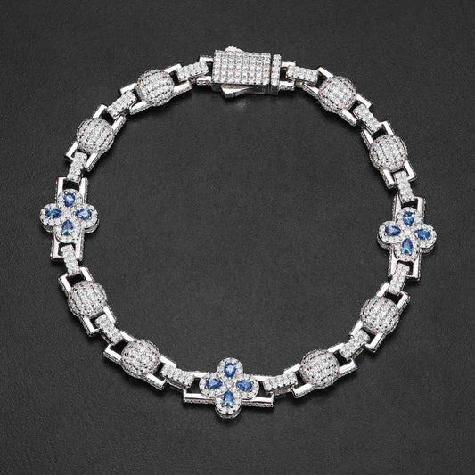 Pear Cut Four Leaf Clover Bracelet with Moissanite Diamond