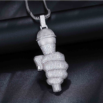 Pendant for Singer Microphone with Moissanite Diamond