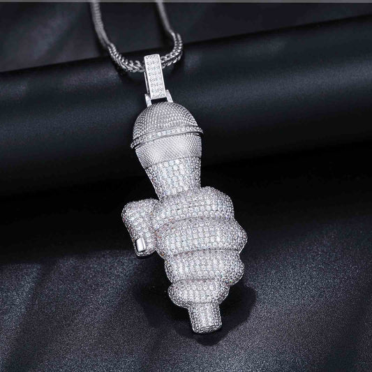 Pendant for Singer Microphone with Moissanite Diamond