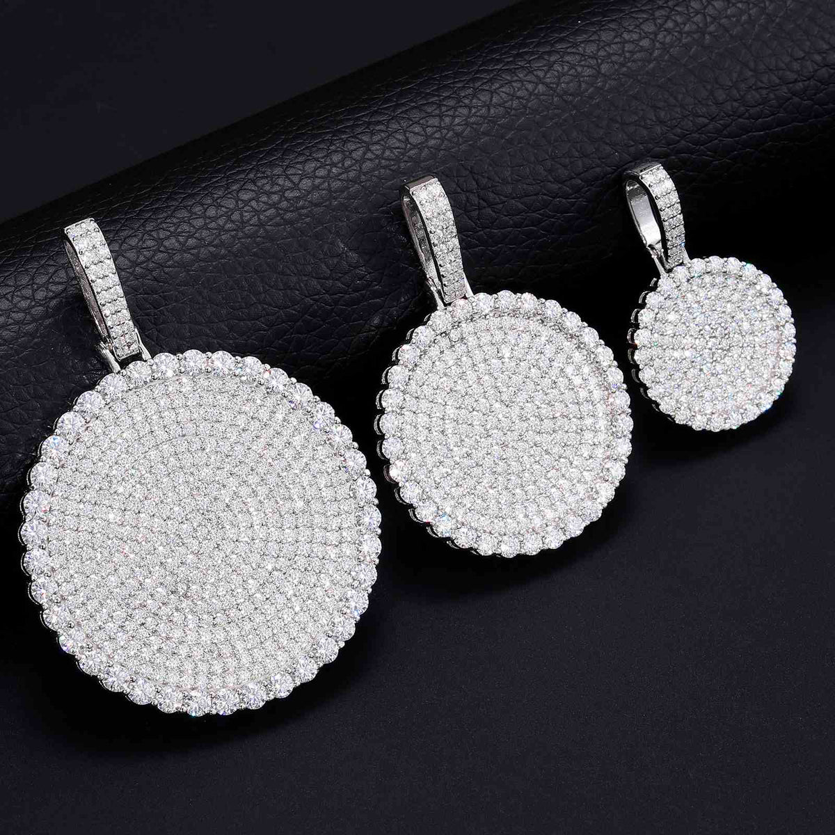 Disc Coin Tag Pendant with Moissanite Diamond Diamlux Fine Jewelry