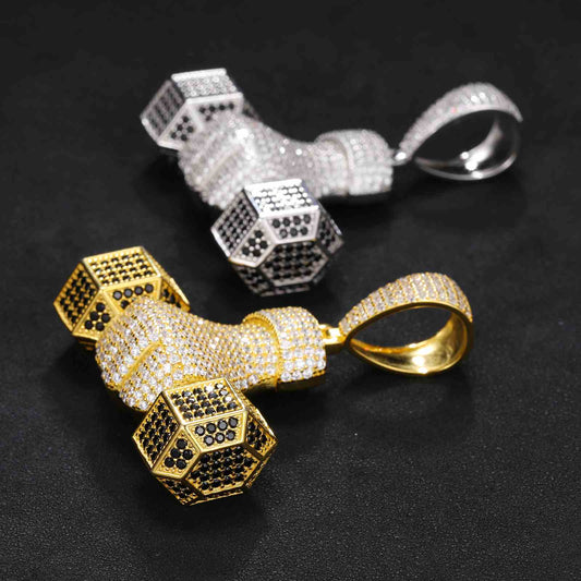 Pendant with Iced-Out Dumbbells-Moissanite Diamond