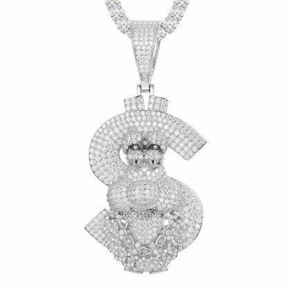 Pendant with a Cartoon Letter 'S' with Moissanite Diamond