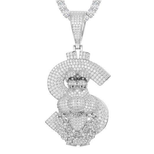 Pendant with a Cartoon Letter 'S' with Moissanite Diamond