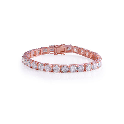 Rose Gold Plated Round Diamond Tennis Bracelet-DX-BC-0100 R