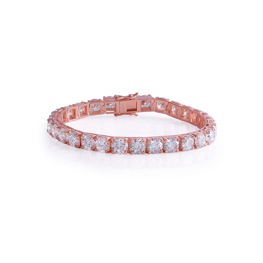 Rose Gold Plated Round Diamond Tennis Bracelet-DX-BC-0100 R