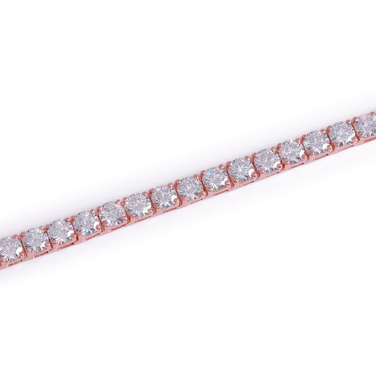 Rose Gold Plated Round Diamond Tennis Bracelet-DX-BC-0100 R
