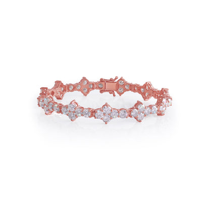 Rose Gold Floral Cluster Tennis Bracelet-DX-BC-0102 R