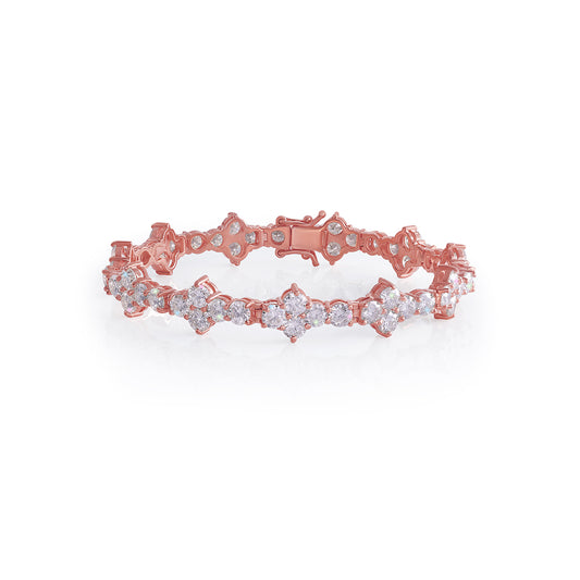 Rose Gold Floral Cluster Tennis Bracelet-DX-BC-0102 R