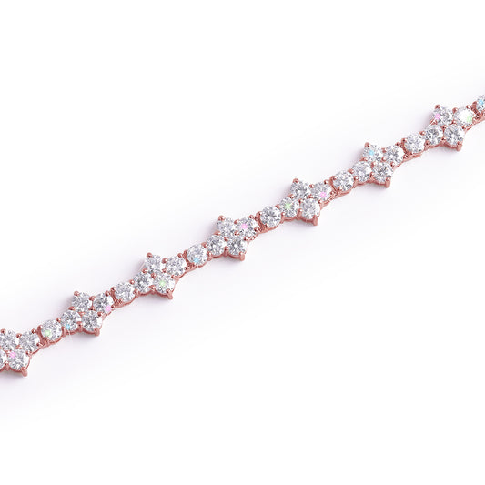 Rose Gold Floral Cluster Tennis Bracelet-DX-BC-0102 R
