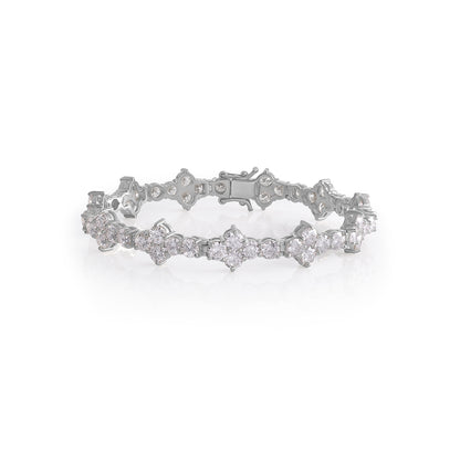 White Gold Floral Diamond Cluster Bracelet-DX-BC-0102 S