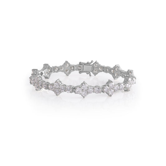 White Gold Floral Diamond Cluster Bracelet-DX-BC-0102 S