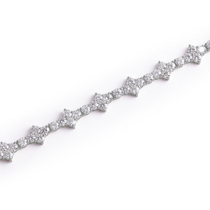 White Gold Floral Diamond Cluster Bracelet-DX-BC-0102 S