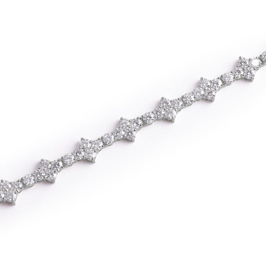 White Gold Floral Diamond Cluster Bracelet-DX-BC-0102 S