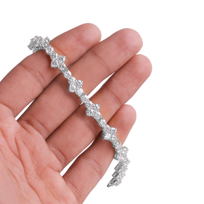 White Gold Floral Diamond Cluster Bracelet-DX-BC-0102 S