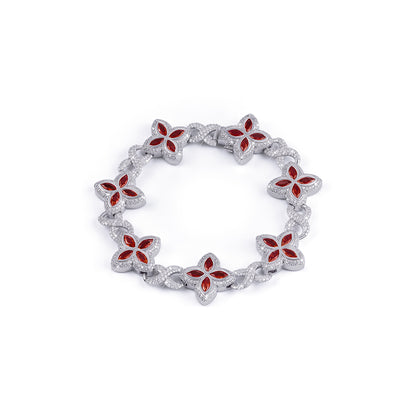 Moissanite Red Diamond Flower Bracelet -DX-BC-0107