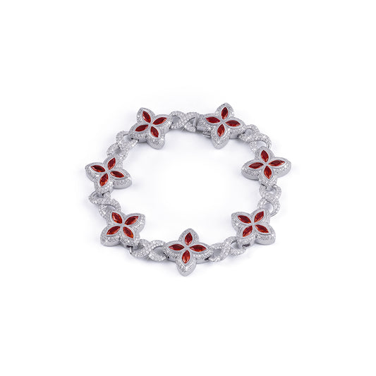 Moissanite Red Diamond Flower Bracelet -DX-BC-0107