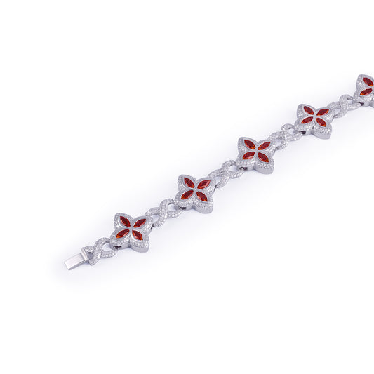 Moissanite Red Diamond Flower Bracelet -DX-BC-0107