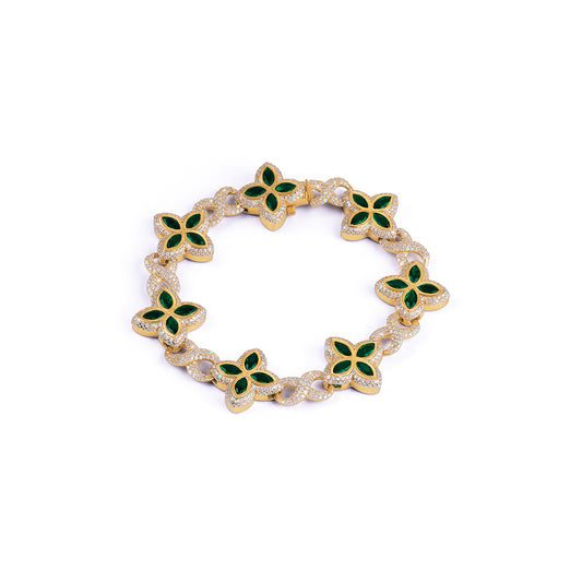 Emerald Bloom Bracelet in Gold Plated with Moissanite Diamond -DX-BC-0108