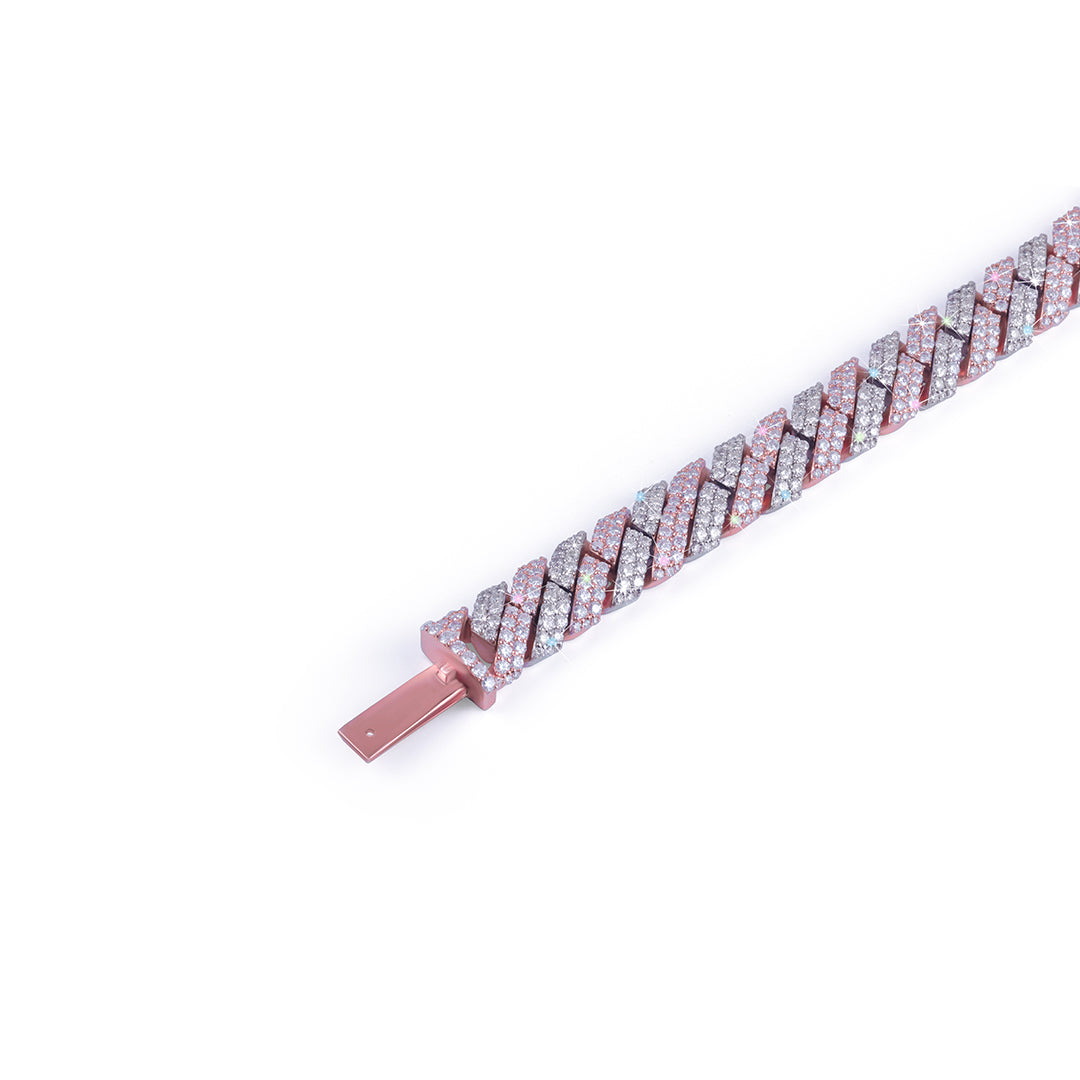Rose Gold Diamond Cuban Link Bracelet – Bold Sparkle-DX-BC-0112 Diamlux