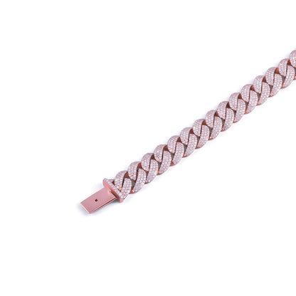 Rose Gold Fully Iced Cuban Link Bracelet – Premium Shine-DX-BC-0113