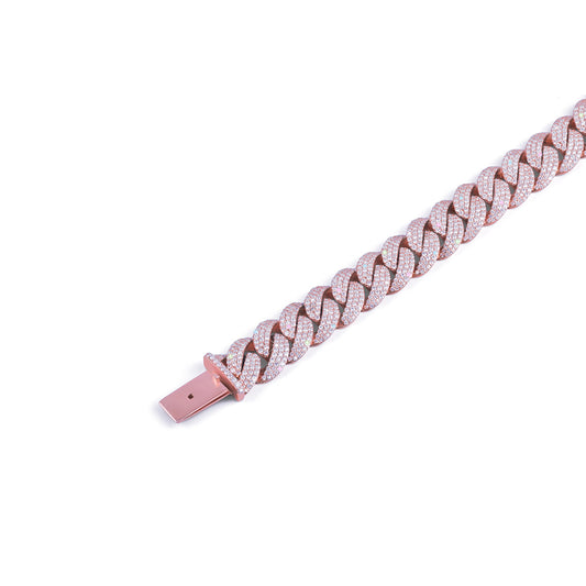 Rose Gold Fully Iced Cuban Link Bracelet – Premium Shine-DX-BC-0113