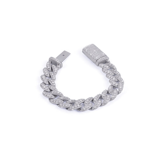 White Gold Diamond Cuban Link Bracelet – Classic Edition-DX-BC-0114