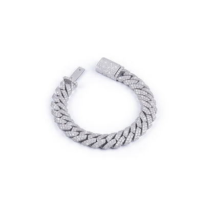 Thick Iced-Out White Gold Cuban Link Bracelet – High Shine-DX-BC-0115