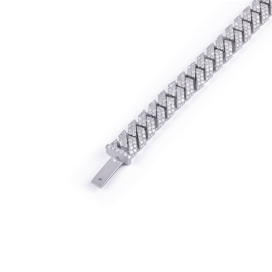 Thick Iced-Out White Gold Cuban Link Bracelet – High Shine-DX-BC-0115