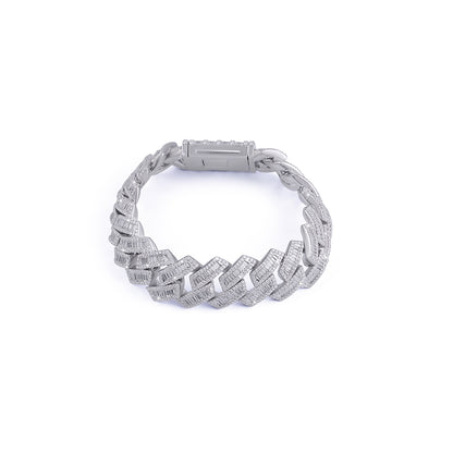 Baguette Cut Moissanite Diamond Cuban Bracelet – Geometric Glam-DX-BC-0116