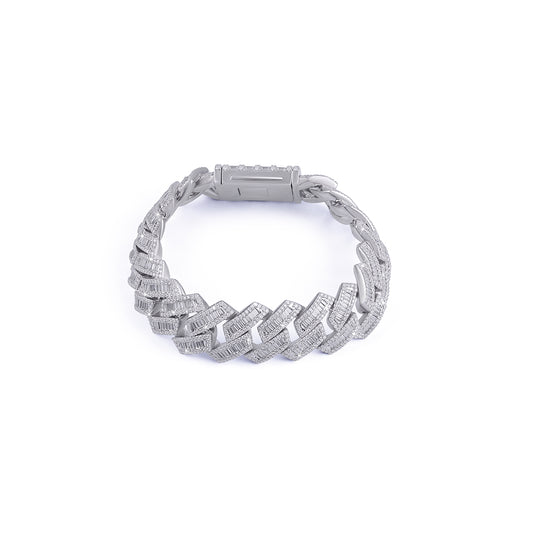 Baguette Cut Moissanite Diamond Cuban Bracelet – Geometric Glam-DX-BC-0116