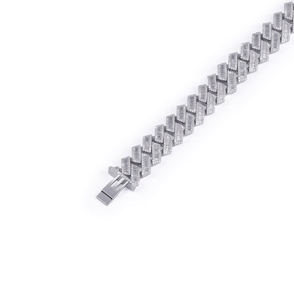 Baguette Cut Moissanite Diamond Cuban Bracelet – Geometric Glam-DX-BC-0116