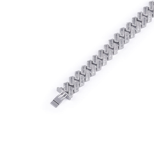 Baguette Cut Moissanite Diamond Cuban Bracelet – Geometric Glam-DX-BC-0116