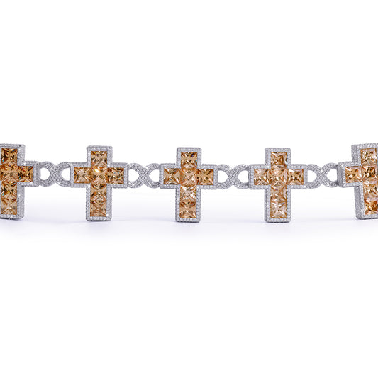 Golden Cross Diamond Bracelet – Royal Religious Style-DX-BC-0118