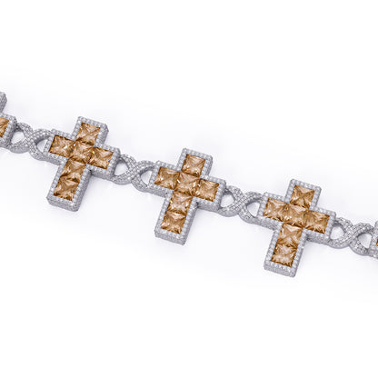 Golden Cross Diamond Bracelet – Royal Religious Style-DX-BC-0118