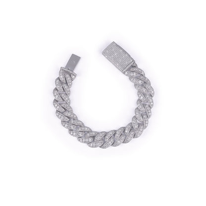 Iced Out Cuban Link Bracelet in White Gold-DX-BC-0125