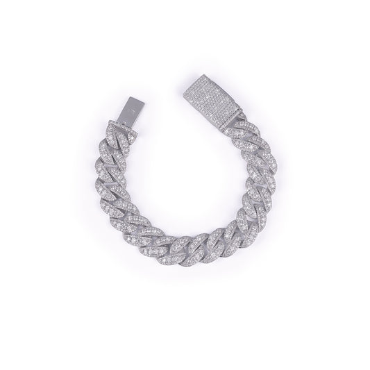 Iced Out Cuban Link Bracelet in White Gold-DX-BC-0125