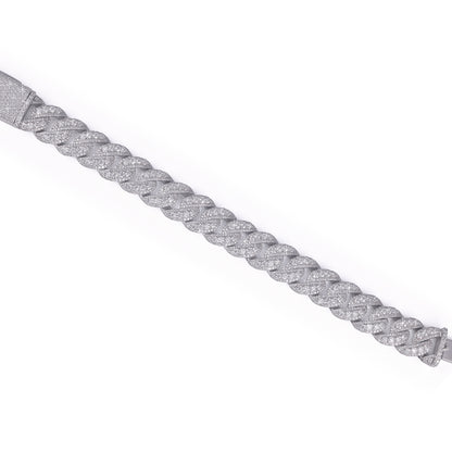 Iced Out Cuban Link Bracelet in White Gold-DX-BC-0125