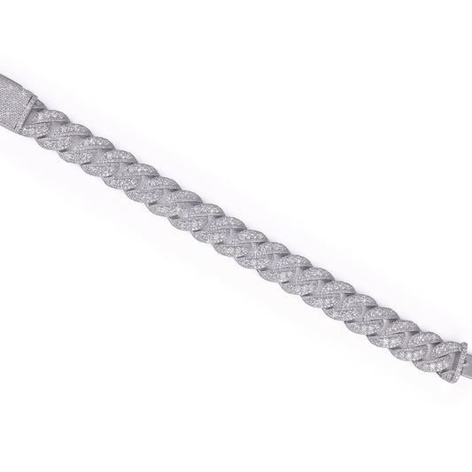 Iced Out Cuban Link Bracelet in White Gold-DX-BC-0125