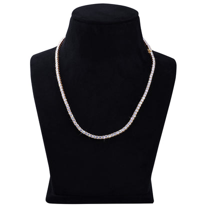 Gold Plated Round-Cut Diamond Tennis Chain -DX-CN-0100G