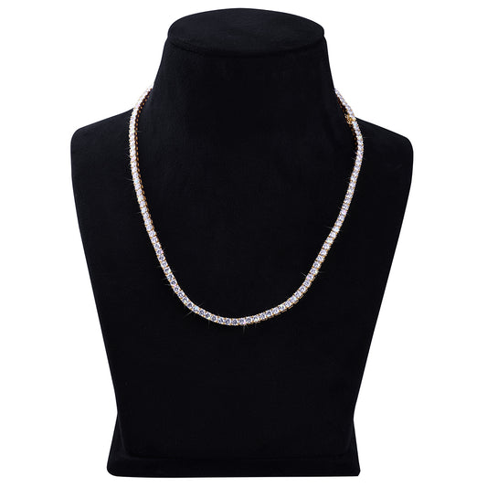Gold Plated Round-Cut Diamond Tennis Chain -DX-CN-0100G