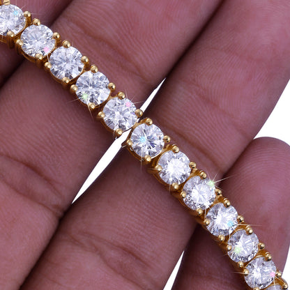 Gold Plated Round-Cut Diamond Tennis Chain -DX-CN-0100G