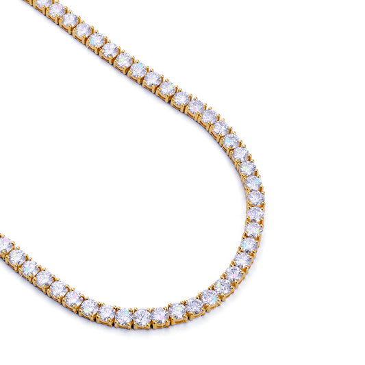 Gold Plated Round-Cut Diamond Tennis Chain -DX-CN-0100G