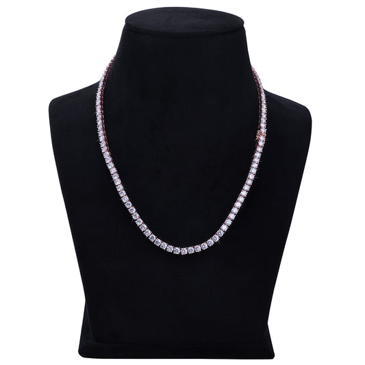 Rose Gold Round-Cut Diamond Tennis Chain-DX-CN-0100R